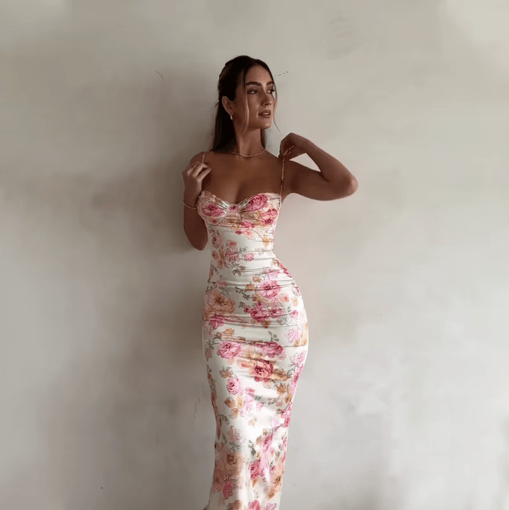 Beau | Women's Summer Maxi Dress with Floral Pattern