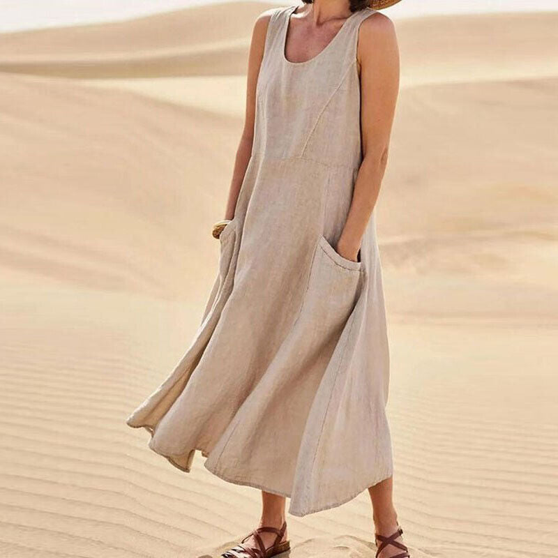 Zafrina | Women's Elegant Midi Dress with Pockets