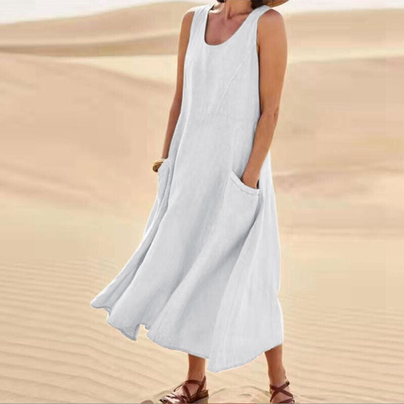Zafrina | Women's Elegant Midi Dress with Pockets