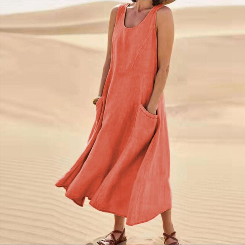 Zafrina | Women's Elegant Midi Dress with Pockets