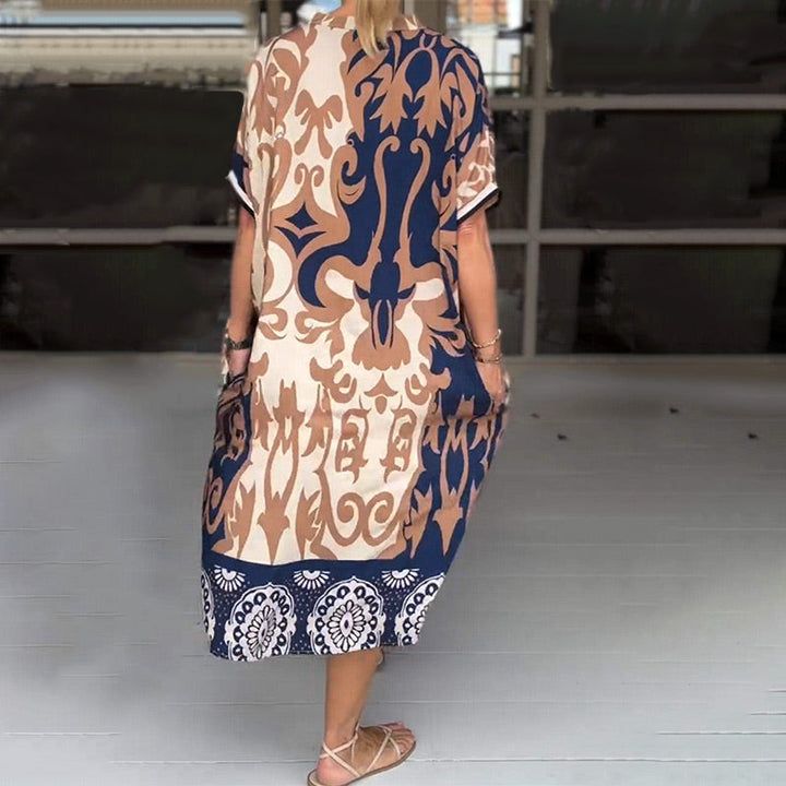 Alessia | Women's Airy Midi Dress with V-Neck and Pockets