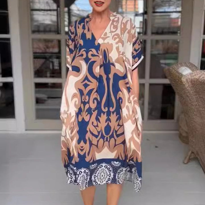 Alessia | Women's Airy Midi Dress with V-Neck and Pockets