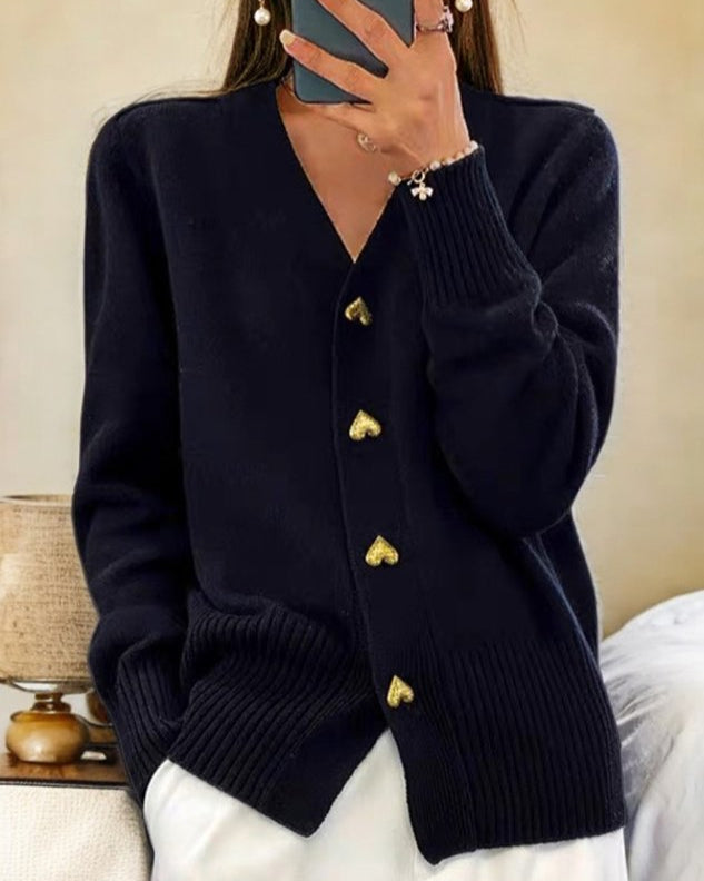 Adele | Women's Elegant Heart Button Cardigan