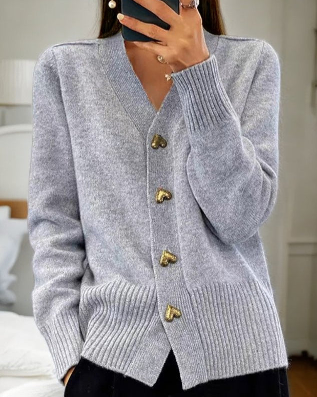 Adele | Women's Elegant Heart Button Cardigan