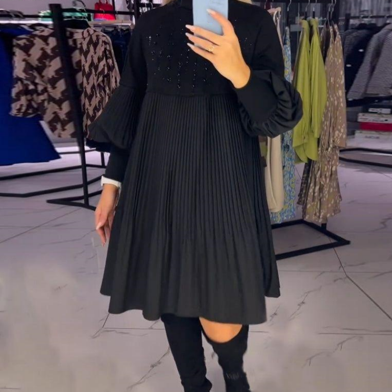 Ashley | Women's Elegant Midi Dress with Long Sleeve