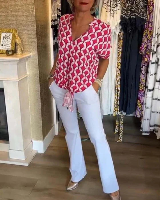 Bella | Women's Casual Top with Print and V-Neck