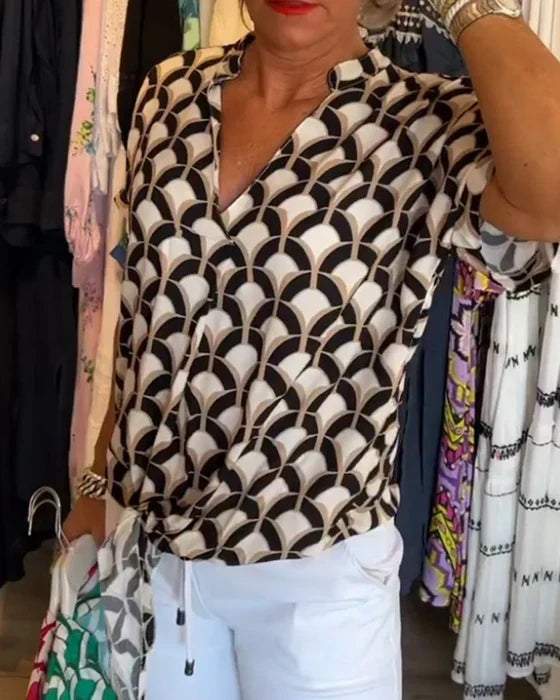 Bella | Women's Casual Top with Print and V-Neck