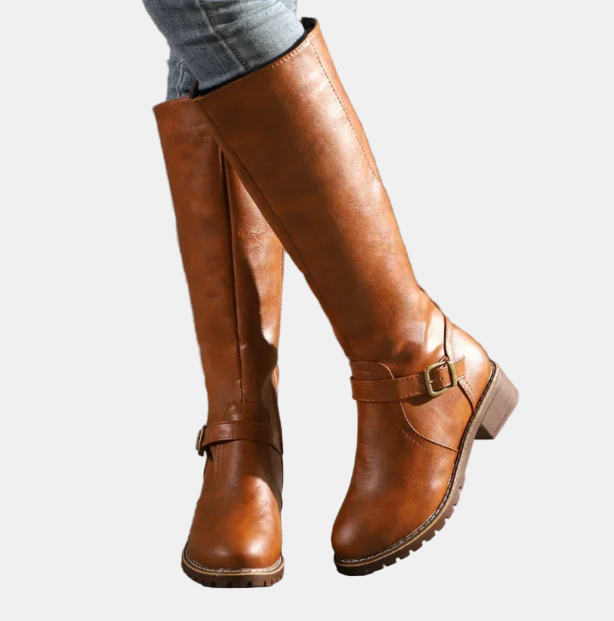 Brielle | Women's Cushioned Buckle Stylish Tall Boots