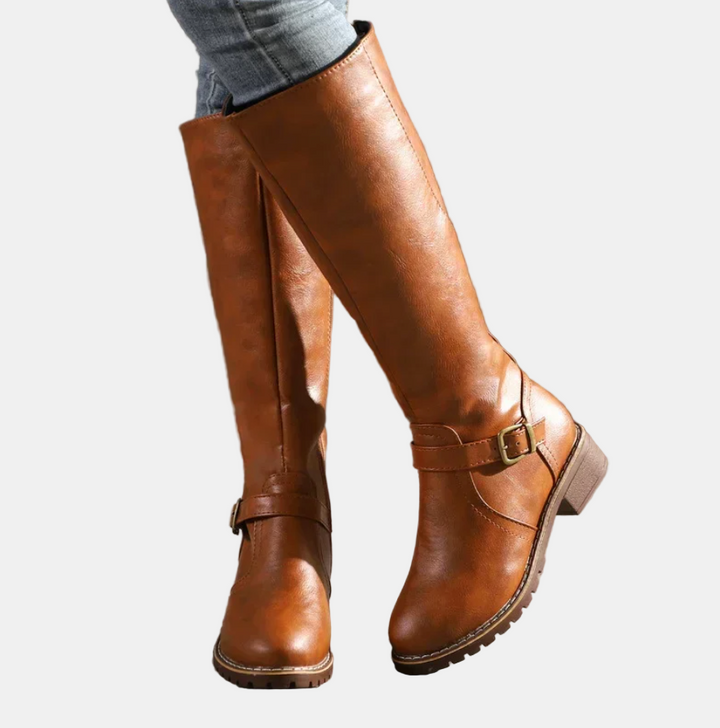 Brielle | Women's Cushioned Buckle Stylish Tall Boots