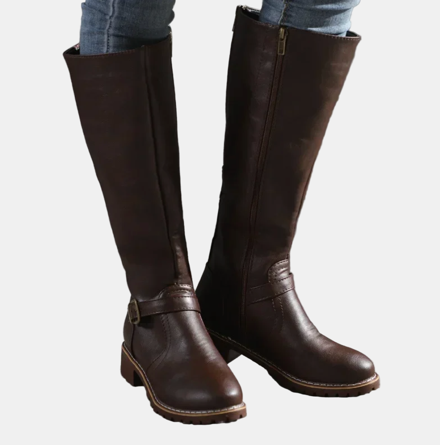 Brielle | Women's Cushioned Buckle Stylish Tall Boots