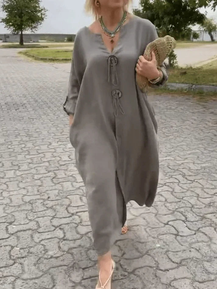 Kharen | Women's Relaxed Timeless Tunic Midi Dress