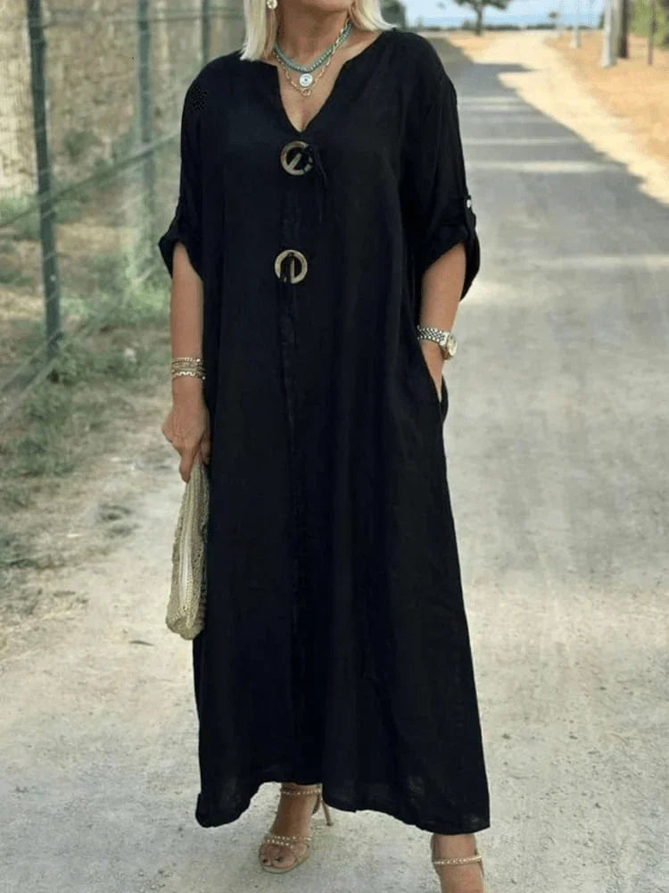 Kharen | Women's Relaxed Timeless Tunic Midi Dress