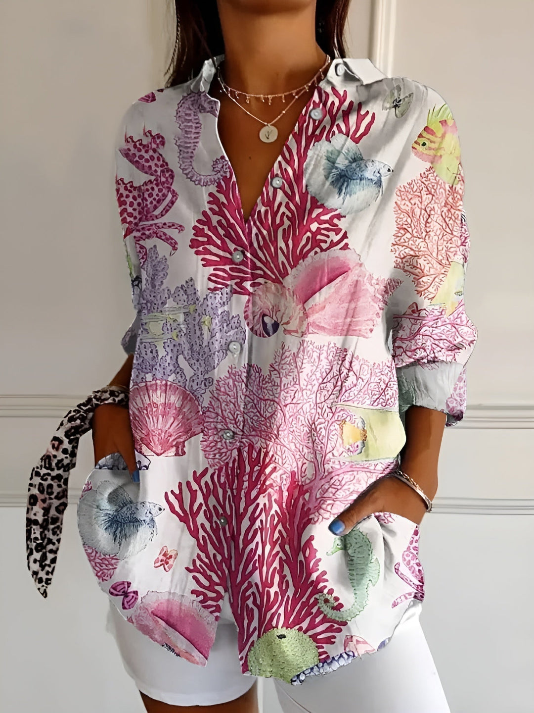 Avril | Women's Longline Chic Blouse with Whimsical Prints