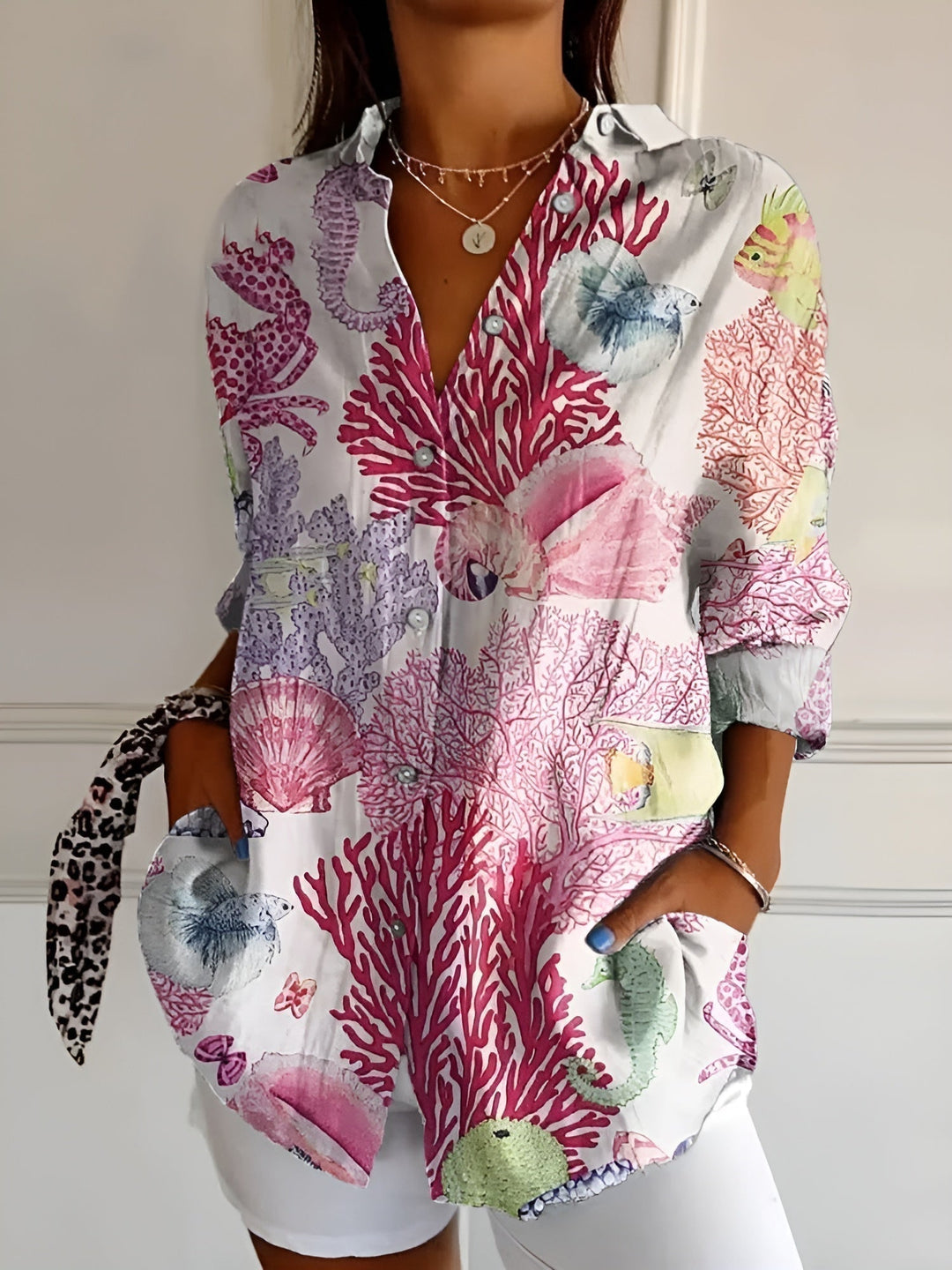 Avril | Women's Longline Chic Blouse with Whimsical Prints