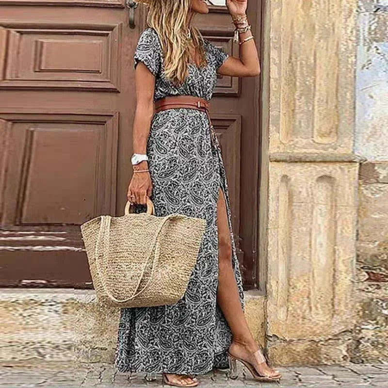 Aafke | Women's Maxi Ibiza Dress, Including Belt
