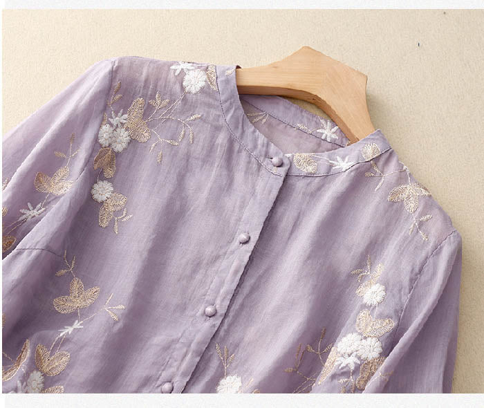 Kourtney | Women's Relaxed Chic Blouse with Embroidered Accents
