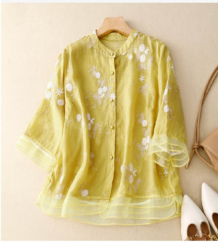 Kourtney | Women's Relaxed Chic Blouse with Embroidered Accents